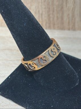 Vintage-Style Men's Bronze Yin Yang Band Ring - Brown